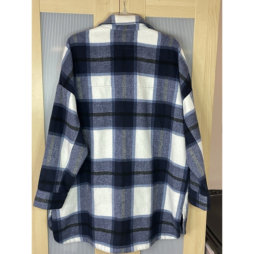 Banana Republic Plaid Shacket Oversized XL Blue Shirt Jacket Top Casual Western - Picture 5 of 6